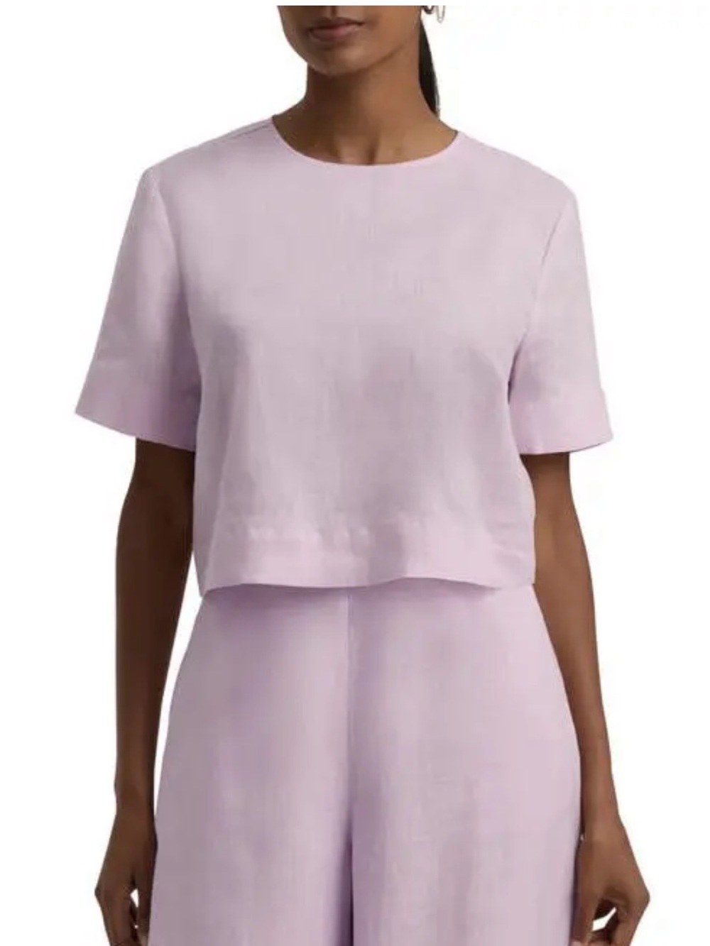 Favorite Daughter Wisteria Linen Crop Tee - Pale Lavender